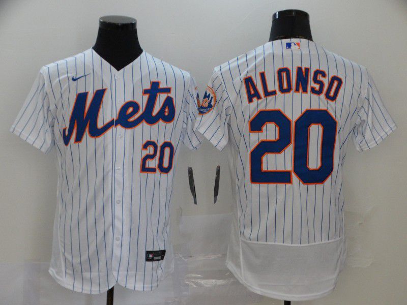 Men New York Mets 20 Alonso White Nike Elite MLB Jerseys
